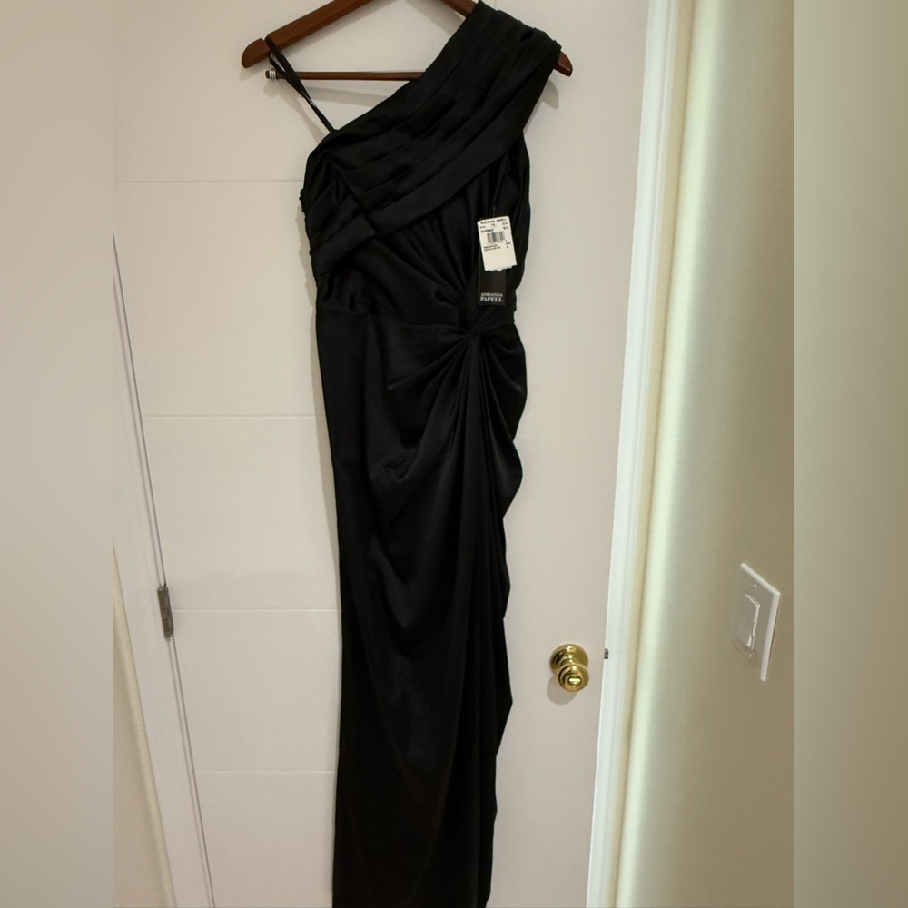 Adrianna Papell One Shoulder Maxi Black Dress